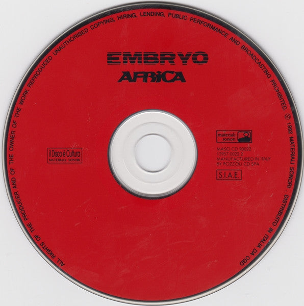 Embryo (3) : Africa (CD, Album, RM)