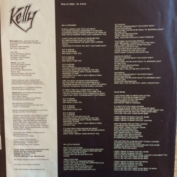 Kelly Groucutt : Kelly (LP, Album)