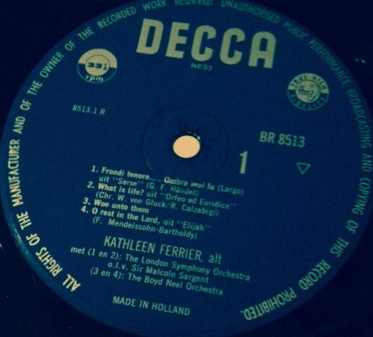 Kathleen Ferrier, London Symphony Orchestra, The Boyd Neel Orchestra, Sir Malcolm Sargent : Handel: Ombra Mai Fu, Gluck: What Is Life?, Mendelssohn: Woe Unto Them - O Rest In THe Lord, Brahms: Altrhapsodie (10", Album)