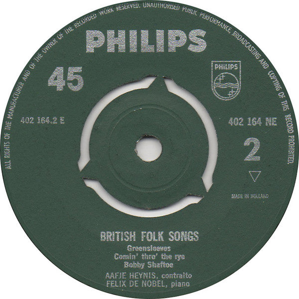 Aafje Heynis, Felix De Nobel : British Folksongs (7", EP)