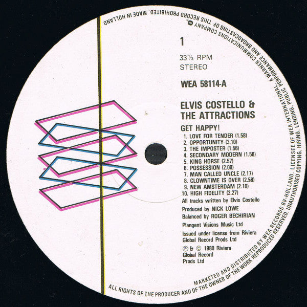 Elvis Costello & The Attractions : Get Happy! (LP, Album)