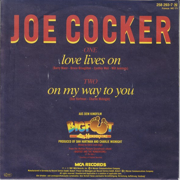 Joe Cocker : Love Lives On  (7", Single)