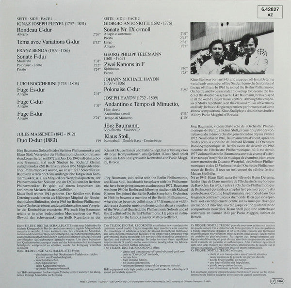 Jörg Baumann · Klaus Stoll : Originalwerke Für Violoncello & Kontrabaß (LP, Gat)