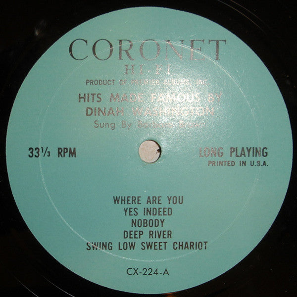 Barbara Brown (3) : Hits Made Famous By Dinah Washington (LP, Album)
