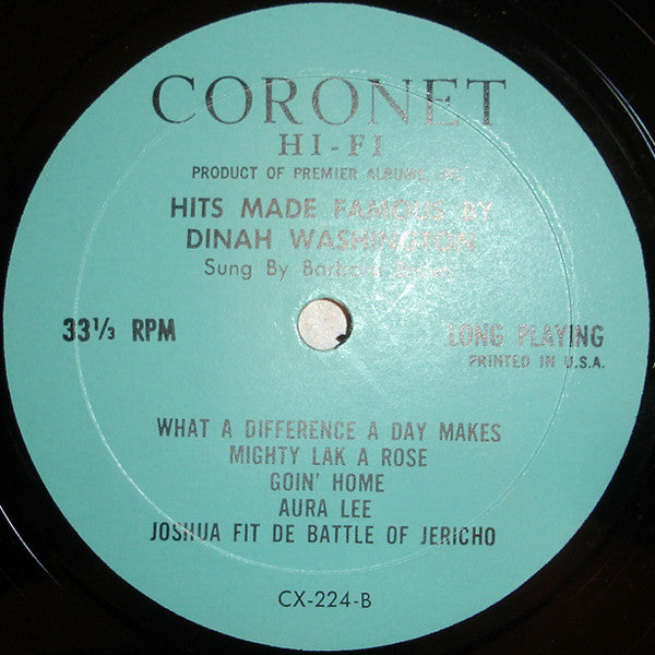 Barbara Brown (3) : Hits Made Famous By Dinah Washington (LP, Album)