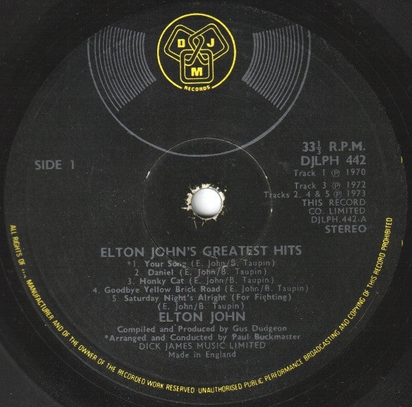 Elton John : Greatest Hits (LP, Comp)