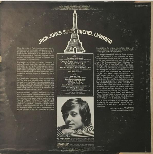 Jack Jones : Sings Michel Legrand (LP, Album, Dyn)