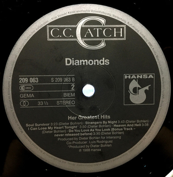 C.C. Catch : Diamonds - Her Greatest Hits (LP, Comp)