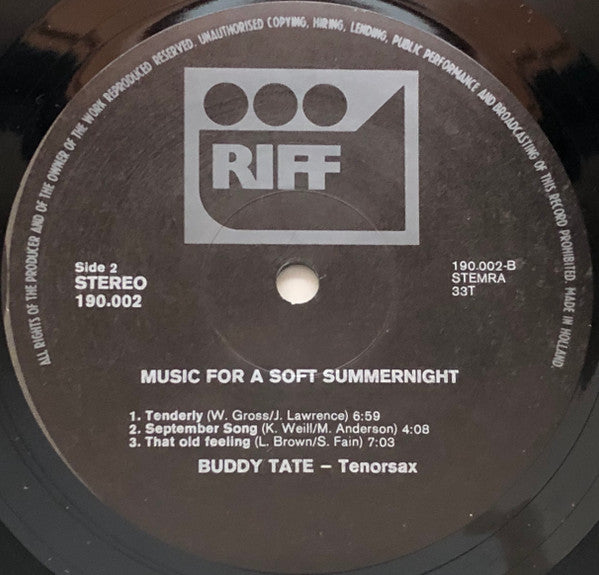 Buddy Tate Featuring Milt Buckner : A Soft Summernight (Music For A Soft Summernight) (LP)
