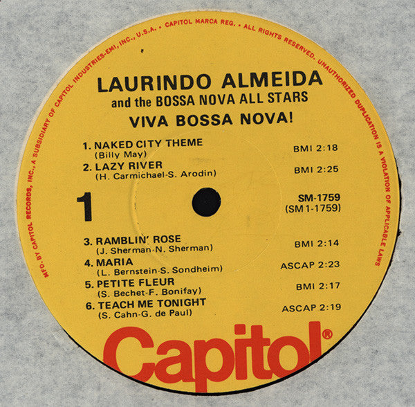 Laurindo Almeida & The Bossa Nova Allstars : Viva Bossa Nova! (LP, Album, RE)