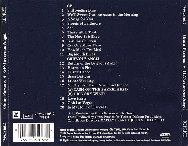 Gram Parsons : GP / Grievous Angel (CD+G, Comp, RP)