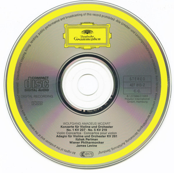 Itzhak Perlman : Wolfgang Amadeus Mozart Violinkonzerte Violin Concertos Nos. 1 & 5 Adagio Fur Violine Und Orchester KV261 (CD, Album, RE)