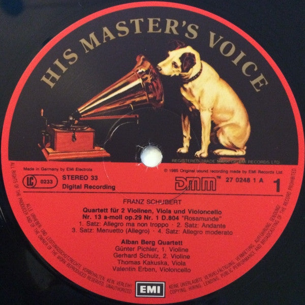 Franz Schubert, Alban Berg Quartett : Streichquartette/String Quartets  No. 14 "Der Tod Und Das Mädchen"  No. 13 "Rosamunde" (LP)