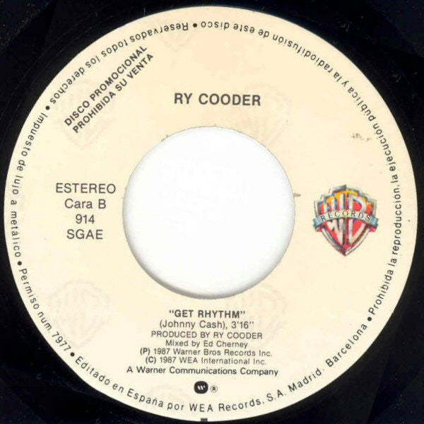 Ry Cooder : Get Rhythm (7", Single, Promo)