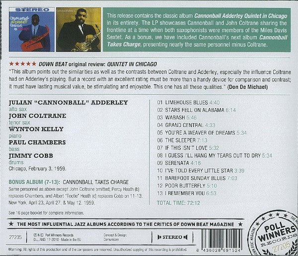 Cannonball Adderley, John Coltrane : Quintet In Chicago (CD, Comp)