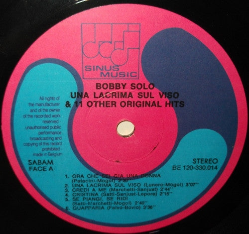 Bobby Solo : Una Lacrima Sul Viso & 11 Other Original Hits (LP, Comp)