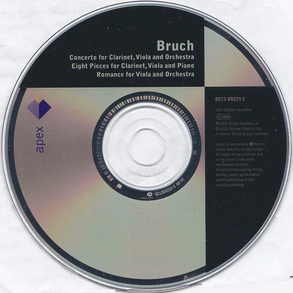 Max Bruch, Paul Meyer, Gérard Caussé, François-René Duchâble, Orchestre De L'Opéra De Lyon, Kent Nagano : Concerto For Clarinet, Viola & Orchestra / 8 Pieces For Clarinet, Viola & Piano / Romance For Viola & Orchestra (CD, RE)