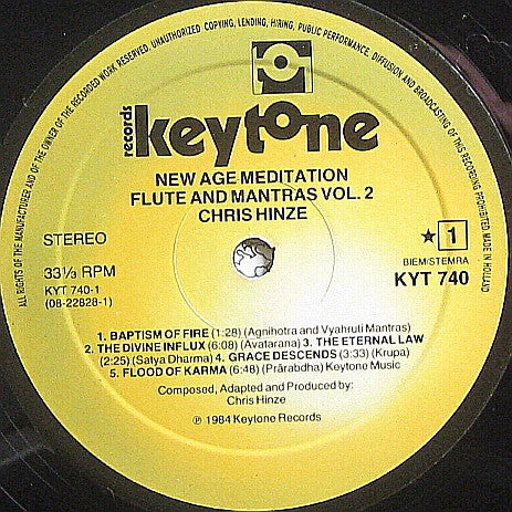 Chris Hinze : New Age Meditation "Flute And Mantras" Vol. 2 (LP, Album)