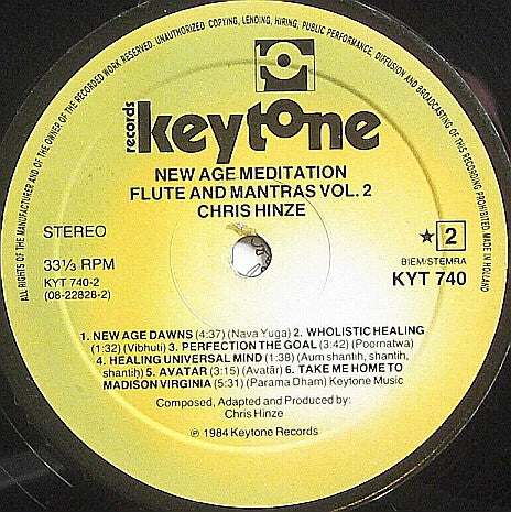 Chris Hinze : New Age Meditation "Flute And Mantras" Vol. 2 (LP, Album)