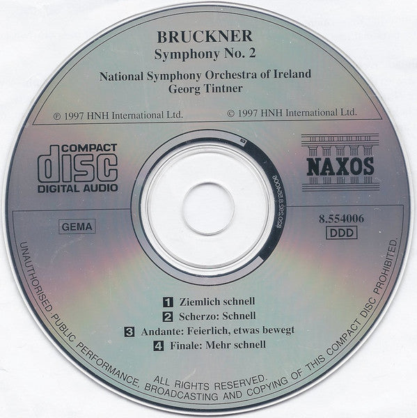 Anton Bruckner - National Symphony Orchestra Of Ireland, Georg Tintner : Symphony No. 2 (1872 Version) (CD)