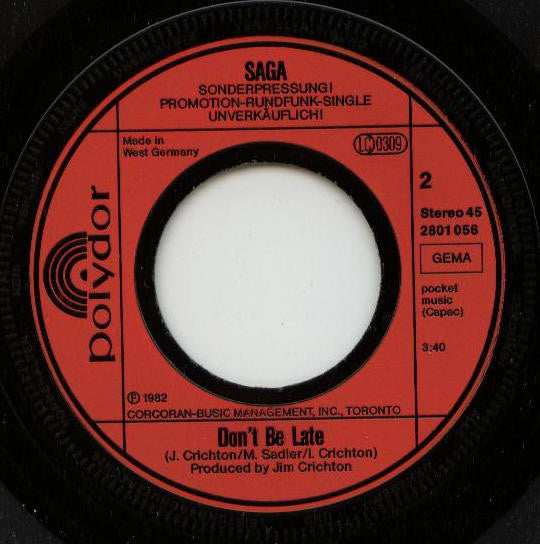 Saga (3) : On The Loose (Live) (7", Promo)