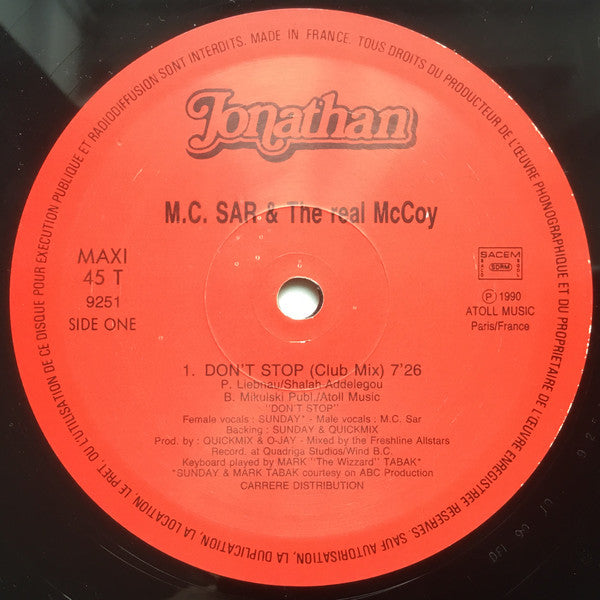 M.C.Sar & The Real McCoy* Feat. Sunday (2) : Don't Stop (12", Maxi)