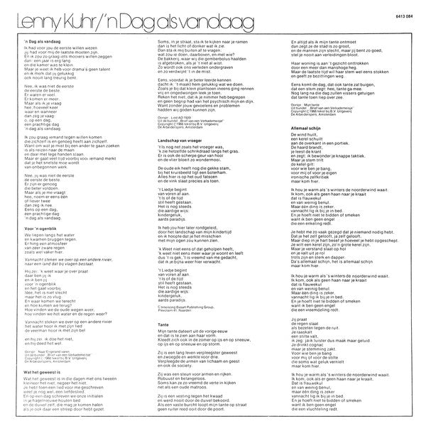Lenny Kuhr : 'n Dag Als Vandaag (LP, Album)