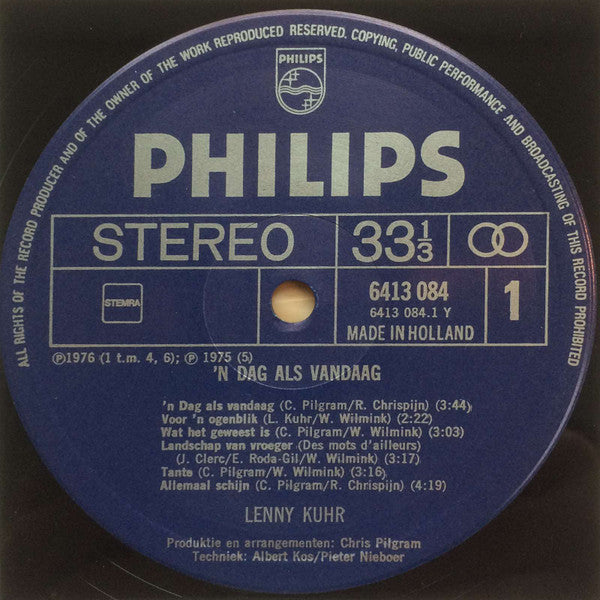 Lenny Kuhr : 'n Dag Als Vandaag (LP, Album)