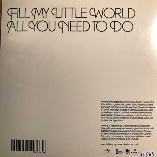The Feeling : Fill My Little World (CD, Single, Car)