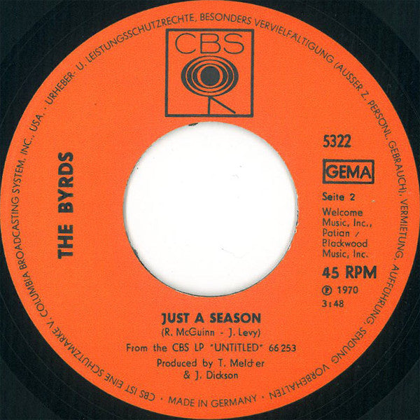 The Byrds : Chestnut Mare / Just A Season (7", Single)