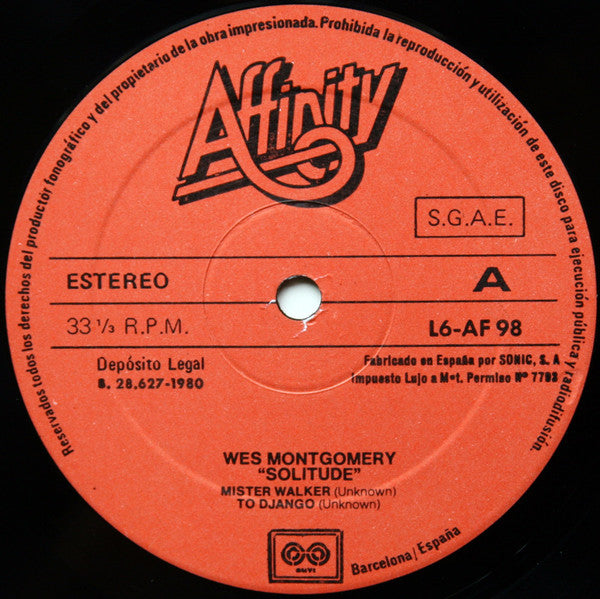 Wes Montgomery : Solitude (LP, Album)