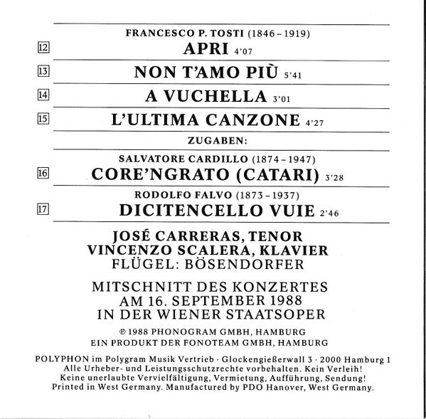 José Carreras : Live (CD, Album)