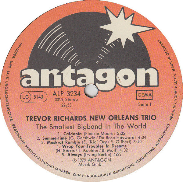 The Trevor Richards New Orleans Trio : The Smallest Big Band In The World (LP, Album)