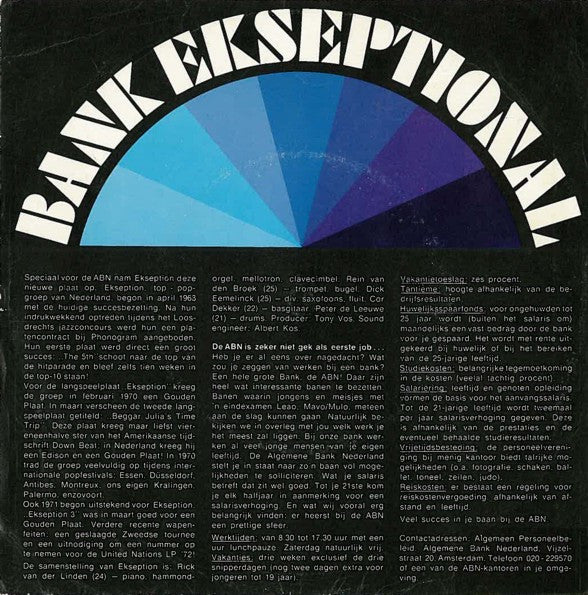 Ekseption : Bank Ekseptional (7", Single, Promo)