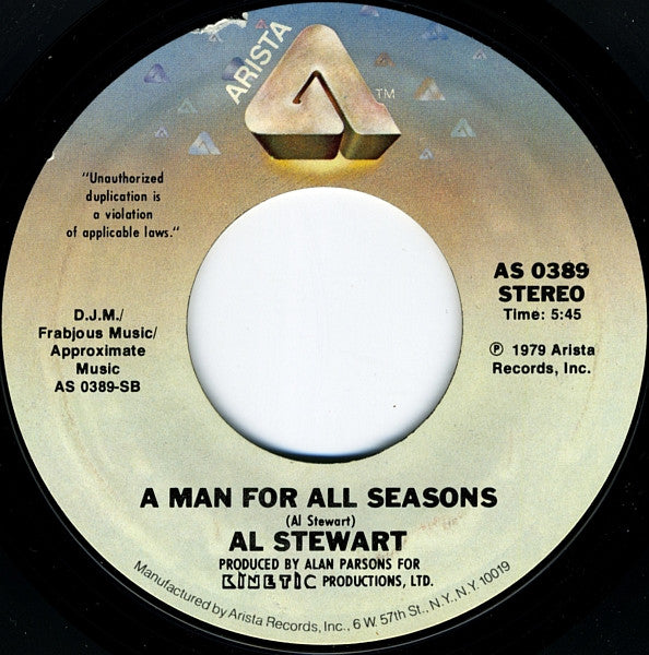 Al Stewart : Song On The Radio / A Man For All Seasons (7", Single)