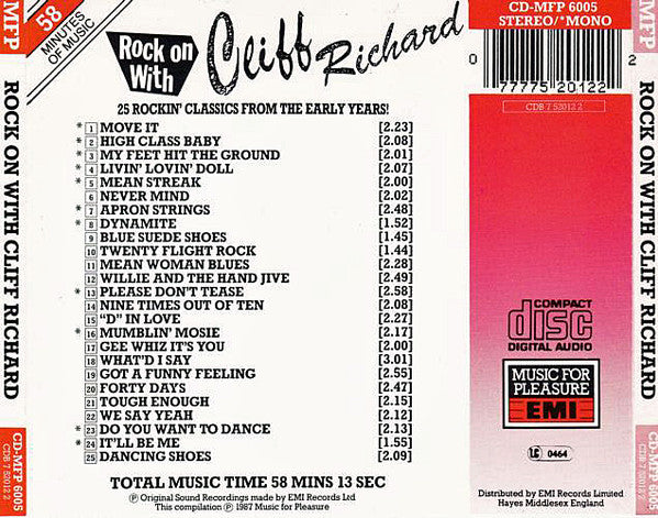 Cliff Richard : Rock On With Cliff Richard (CD, Comp, Mono)