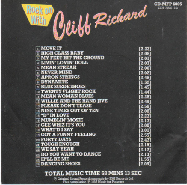 Cliff Richard : Rock On With Cliff Richard (CD, Comp, Mono)