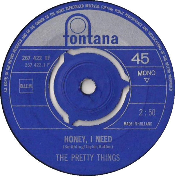 The Pretty Things : Honey, I Need / I Can Never Say (7", Single, Mono)