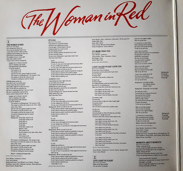 Stevie Wonder : The Woman In Red (Selections From The Original Motion Picture Soundtrack) (LP, Album, Gat)