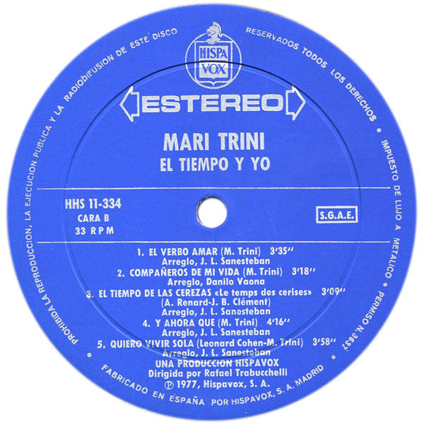 Mari Trini : El Tiempo Y Yo (LP, Album)