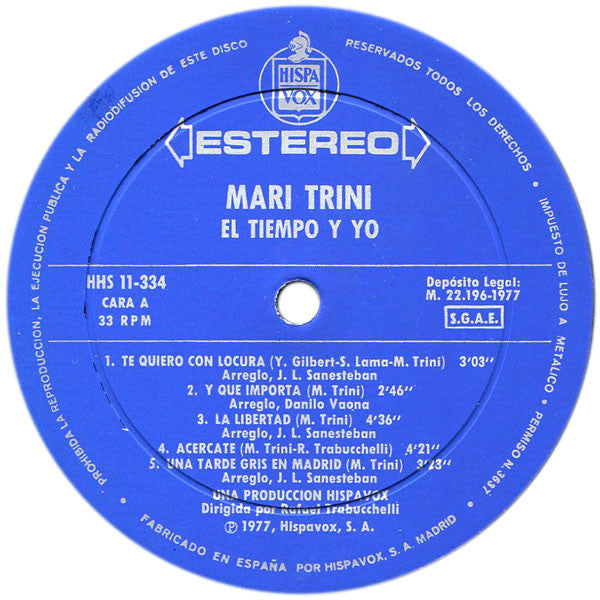 Mari Trini : El Tiempo Y Yo (LP, Album)