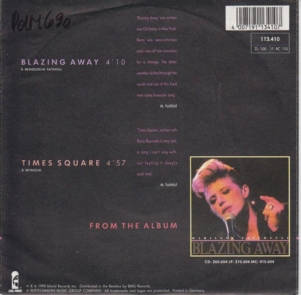 Marianne Faithfull : Blazing Away / Times Square (7", Single)