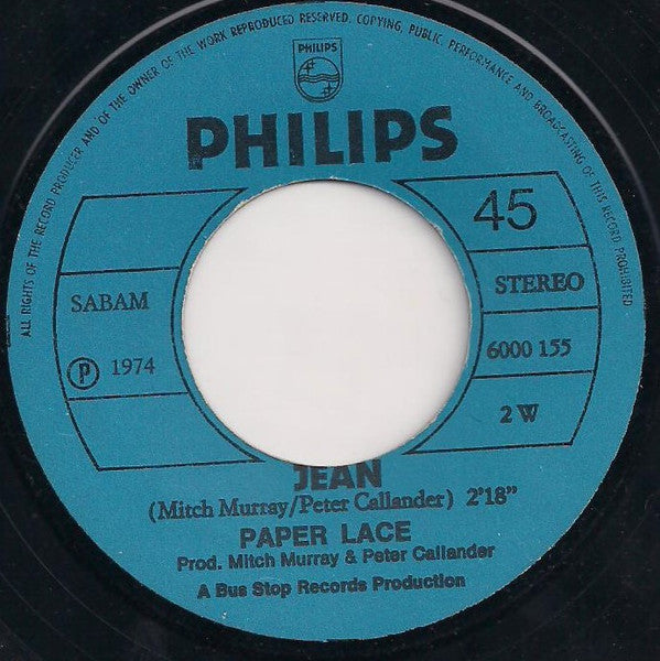 Paper Lace : The Black-Eyed Boys / Jean (7", Single)