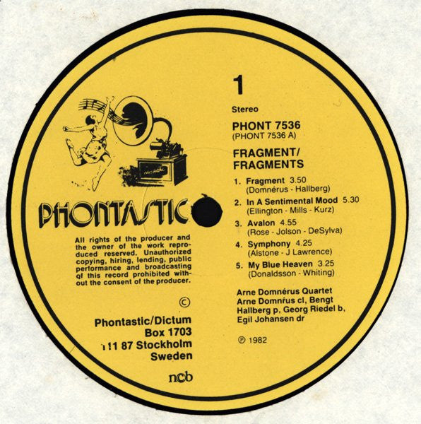 Arne Domnérus Kvartett : Fragment (LP, Album)