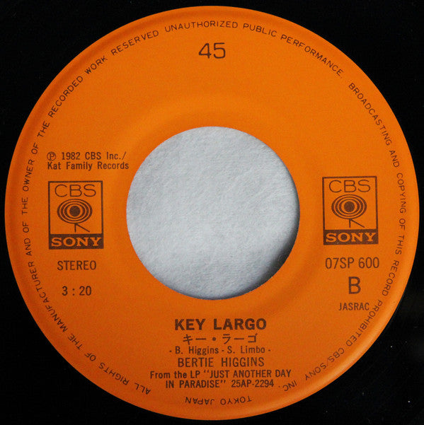 Bertie Higgins : Casablanca / Key Largo (7", Single)