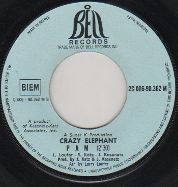 Crazy Elephant : Sunshine, Red Wine (7")