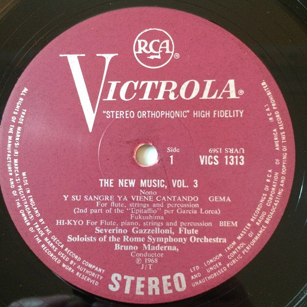 Luigi Nono : Kazuo Fukushima, Luciano Berio : Hans-Ulrich Lehmann, Bruno Maderna : Soloists Of The Rome Symphony Orchestra : The New Music Vol. 3 (LP)