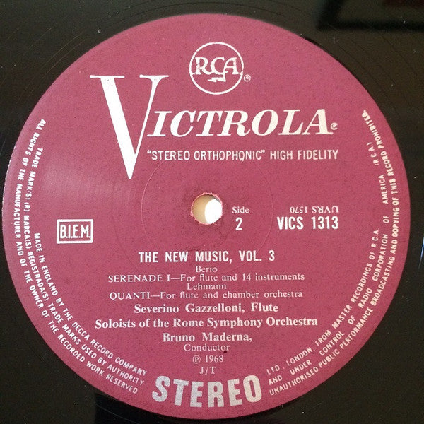 Luigi Nono : Kazuo Fukushima, Luciano Berio : Hans-Ulrich Lehmann, Bruno Maderna : Soloists Of The Rome Symphony Orchestra : The New Music Vol. 3 (LP)