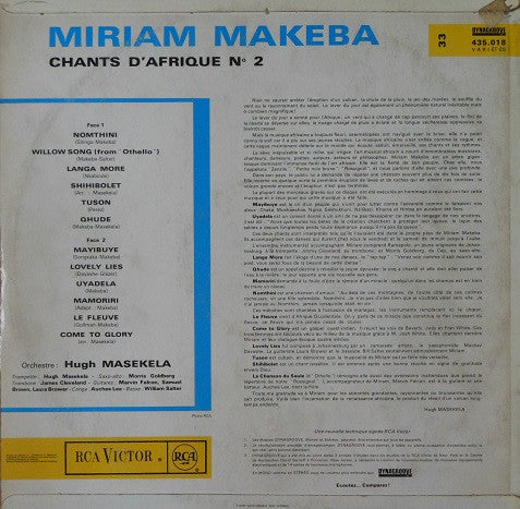 Miriam Makeba : Chants D'Afrique No 2 (LP, Album, Mono)