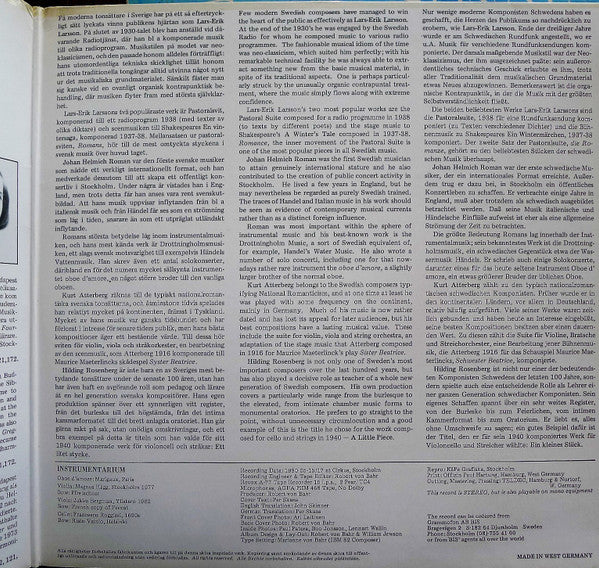 Lars-Erik Larsson, Johan Helmich Roman, Kurt Atterberg, Hilding Rosenberg, Stockholm Sinfonietta, Jan-Olav Wedin, Alf Nilsson, Nils-Erik Sparf, Jouko Mansnerus, Elemér Lavotha : A Swedish Pastorale (Pastoral Suite - A Winter's Tale / Concerto For Oboe D'Amore / Suite No. 3 / Piece For Cello & Strings) (LP, Album, Gat)